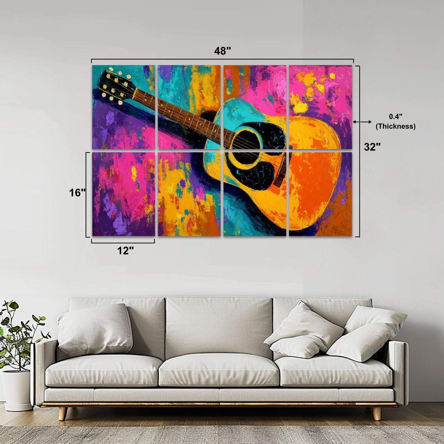 8 Pack Art Acoustic Panels Sound Absorbing Abstract Artwork Country Rustic Decor Acoustic Guitar Violin Paint Decorative Soundproof Wall Panels Self Adhesive for Nursery Game Room Bedroom 48"x32"