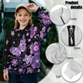 thumbnail image 6 of Uorisanigo Girls Half Zip Collar Sweatshirts Oversized Purple Butterfly Flowers Long Sleeve Pullover Crop Tops for Teen Girls Winter Clothes Fall Fashion Athletic Sweaters Pullover Jackets, 6 of 7