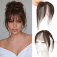thumbnail image 1 of Yanonmyfd  Dark Brown Bangs Hair Clip,Middle Part Clip in Bangs Human Hair Natural Curtain Fringe with Temples Hairpieces for Women Clip on Bangs Daily Wear, 1 of 15