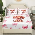 thumbnail image 3 of Erosebridal Pink Bow-Tie Twin Sheet Sets, Dachshund Bedding Twin Size, Kawaii Wildlife Decor, 3 of 7