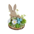thumbnail image 5 of Easter Rustic Wooden Ornaments - Cute Rabbit & Easter Egg Shaped Desktop Decor, Floral Accent Home Bucolic Style Decoration, Festive Crafts for Easter Home Decor, 5.51*4.53in, Blue, 5 of 5
