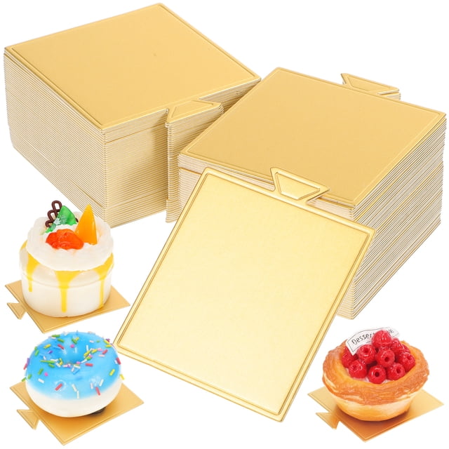 FELTECHELECTR 100 hojas de bases cuadradas para mini tartas, bases para tartas de mousse, bases de cartón, suministros para fiestas