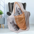 thumbnail image 4 of Kitten Soft Flannel Fleece Throw Blanket, 3 British Cats Kitties in Basket Baby Animals Fluffy Pets, Cozy Plush for Indoor and Outdoor Use, 60" x 80", Grey Pale Brown Dust, by Ambesonne, 4 of 5