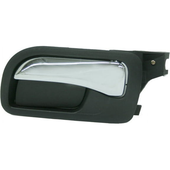 Interior Door Handle Compatible with 2003-2007 Honda Accord Rear, Left Driver Black bezel with chrome lever