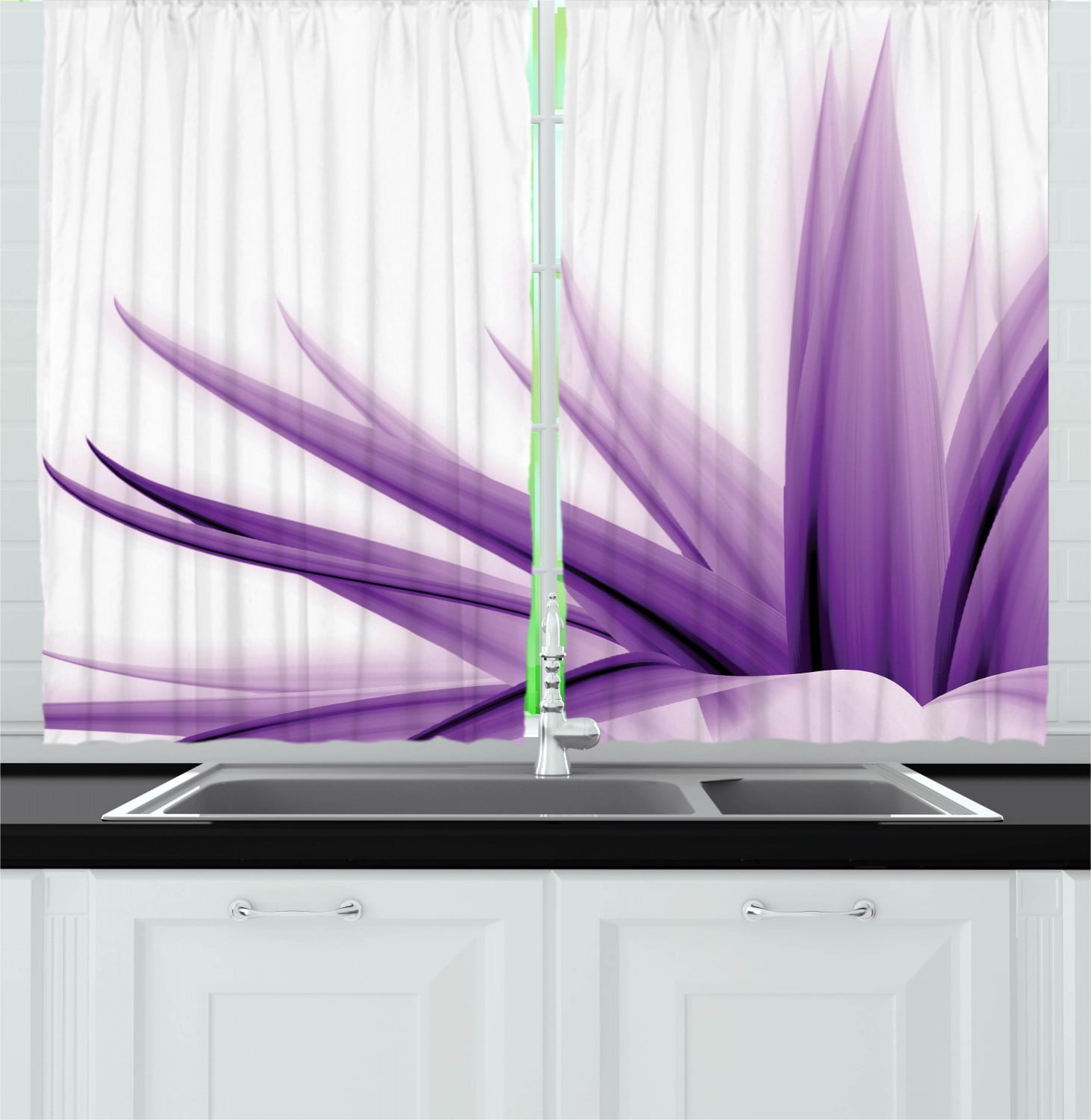 Leaves Kitchen Curtains 2 Panel Set Home Decor Window Drapes 55" x 39" Ambesonne 