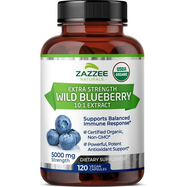 Zazzee Naturals Extra Strength Wild Blueberry 10:1 Extract | 5,000 Mg | 120 Servings | 120 Vegan Capsules