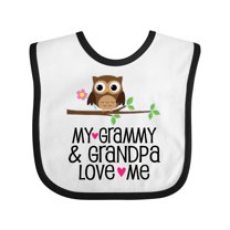 Inktastic Grammy and Grandpa Love Me Owl Girls Baby Bib