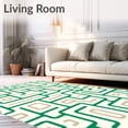 thumbnail image 2 of ODIKA 4'x6' Machine Washable Non-Slip Area Rug, Abstract Maze Puzzle Contemporary High Traffic Rug with Pad, Green, 594111, 2 of 8