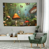 Creowell  Fantasy Forest Tapestry Wall Hanging Enchanted Fairy Tale Misty Forest Wall Tapestry Butterfly Mushroom Backdrop Home Decor for Bedroom Living Room Dorm 60x40 Inch 60x40in