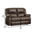 thumbnail image 5 of Leatherette Upholstered Recliner Wooden Loveseat & Split Tufted Backrest Brown, 5 of 5