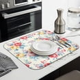 thumbnail image 3 of Pioneer Flower Floral Print Pattern Dish Drying Mat for Kitchen 1 Pack, Ultra Absorbent Microfiber Dishes Drainer Mats,16"x18", 3 of 6