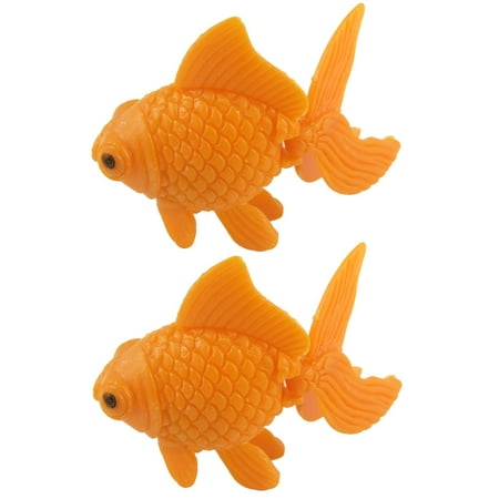 2 Pcs Wiggled Tail Orange Plastic Goldfish for