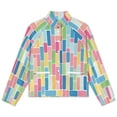 thumbnail image 4 of Jackets for Women Winter Coat Jackets Flannel Stand Collar Jacket(Colorful Geometric Tiles Print,Size:S-4XL), 4 of 7