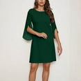 thumbnail image 3 of Zpanxa Women's Chiffon Blend Dress Round Neck Half Sleeve Color Block Office Work Dress, 3 of 8