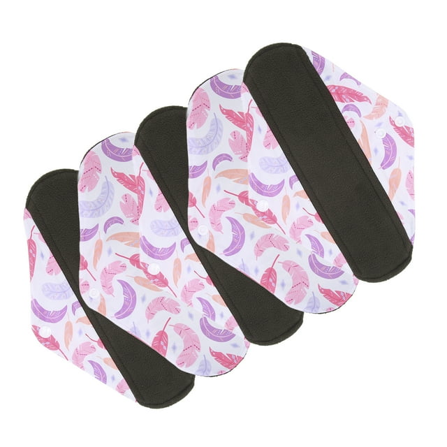 Serviettes Hygiéniques Réutilisables 5 Pcs Lavables Réutilisables Étanches en Bambou Charbon pour Femmes Taille m