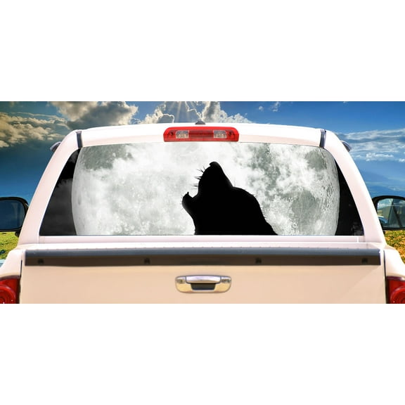 HOWL AT THE MOON Rear Window Graphic truck view thru vinyl decal back