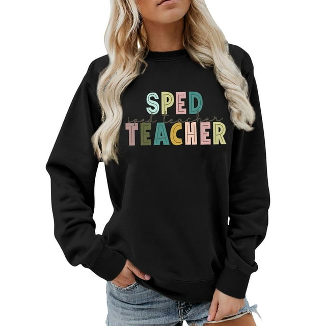 Zhanying Chandail en Molleton pour Femmes en Coton Col Rond Chandail Chrétien Coupe Décontractée Manches Longues Plage Vacances Basiques