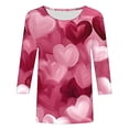 thumbnail image 5 of Styesk T-Shirts pour Femmes à Manches 3/4 Longueur, Imprimé Cœur, Hauts de Sortie, T-Shirts Confortables et Doux à Col Rond, Chandail à Enfiler, T-shirt Léger de Mode, Graphique de la Saint-Valentin, Grande Taille, Hauts Décontractés, 5 of 5