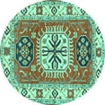 thumbnail image 1 of Ahgly Company Indoor Round Persian Turquoise Blue Traditional Area Rugs, 3' Round, 1 of 4