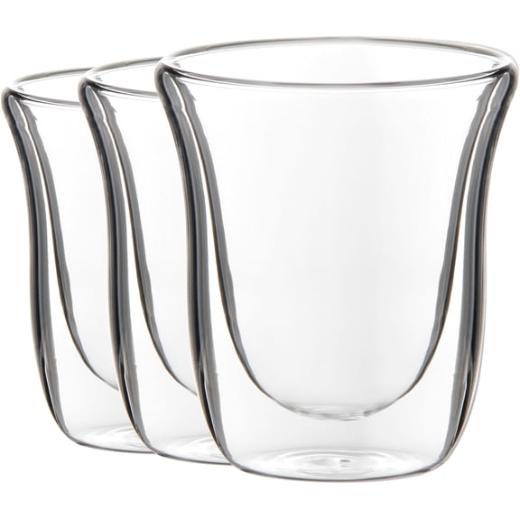 Youngever 3 Pack Espresso Cups, Double Wall Thermo Insulated Espresso Cups, Glass Coffee Cups, 3.5 Ounce