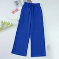 thumbnail image 4 of ZHYou No Boundarie Womens Baggy Sweatpants Casual Drawstring Y2k Huge Pockets Solid Comfy Lounge Stylish Pants for Women,Blue,Size 2XL, 4 of 8