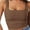 Brown, variant on Women's Square Neck Sleeveless Crop Tops 2024 Cute Double Layer Seamless Slim Fit Tank Tops