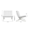 thumbnail image 5 of HomeRoots 520598 32 x 31.5 x 30 in. White & Silver Italian Leather Tufted Lounge Chair, 5 of 9