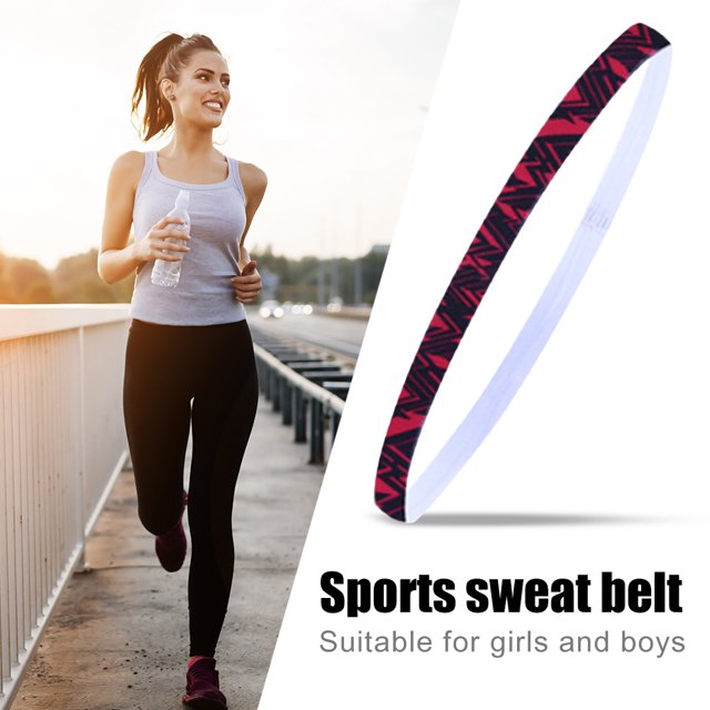Diadema deportiva Running Hair Band Antideslizante Yoga Sweatband (raya) Negro Rojo JShteea Para Estrenar
