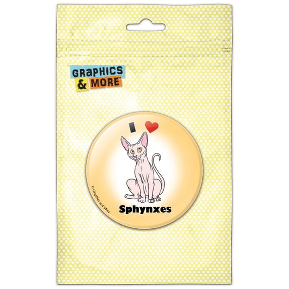 I Heart Love Sphynxes Cat Pet Pinback Button Pin Badge