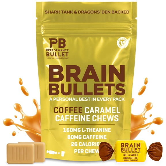 Brain Bullet Coffee Caffeine Chews 80mg Caffeine   160mg L-Theanine per Chew, 8 Chews