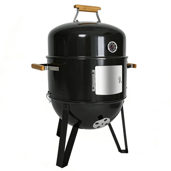 laraVist 17 Inch Vertical Charcoal Smoker Grill Combo with Porcelain-Enameled Coating
