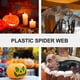 thumbnail image 2 of 50 piezas de tela de araña de plástico para Halloween, accesorios de vacaciones para decoración de Halloween (negro), 2 of 6