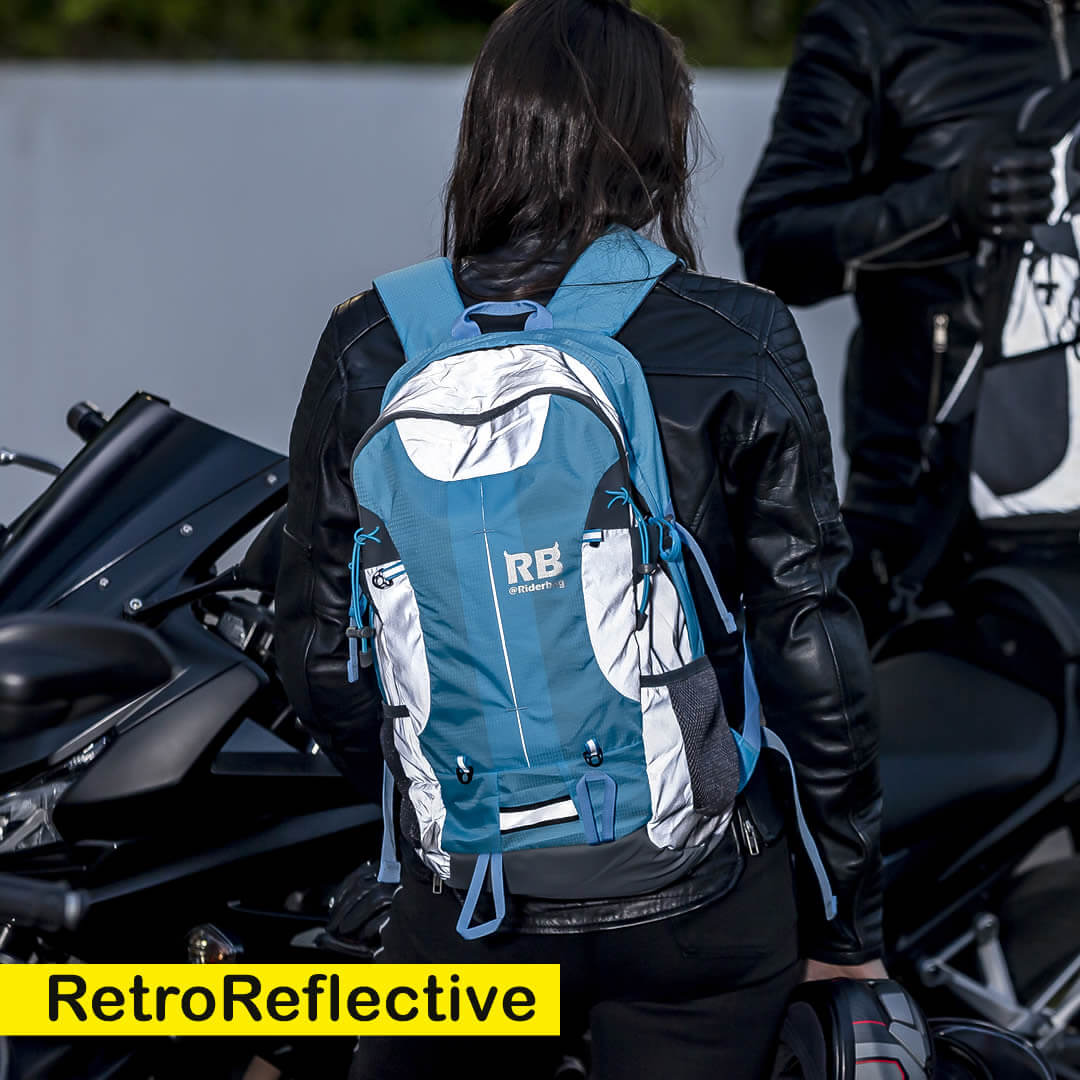 Hi Vis Blue Reflective Bike Backpack & Motorcycle Backpack Riderbag Reflektor35 Unisex - image 2 of 12