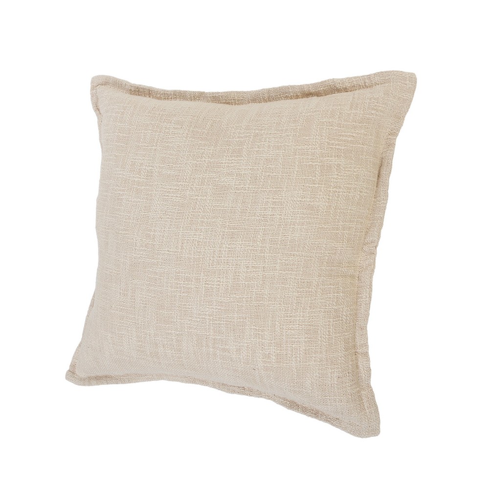 Ox Bay Bennett Set of 2 Beige 20" x 20" Cotton Adult Decorative Feather Filled Pillow Set