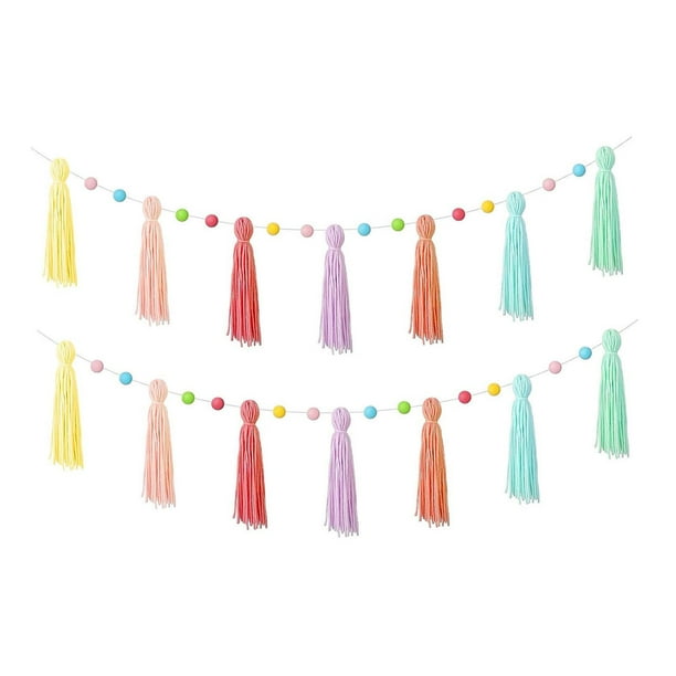Guirnalda de borlas bohemia pastel de 31,5 pulgadas, accesorios para fotos, guirnalda de pared para colgar en la pared Estilo A