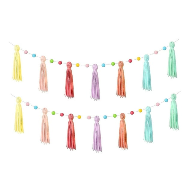 Guirnalda de Borlas Bohemia con Bolas de Colores para Colgar en La Pared, Decoración Del Hogar para El Día Del Niño, Bodas Y Cumpleaños. Estilo A