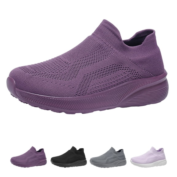 Domzle Unisex Walking Shoes Lightweight Breathe Mesh Running Shoes Slip On Fashion Tennis Sneakers Comfort Gym Workout Black