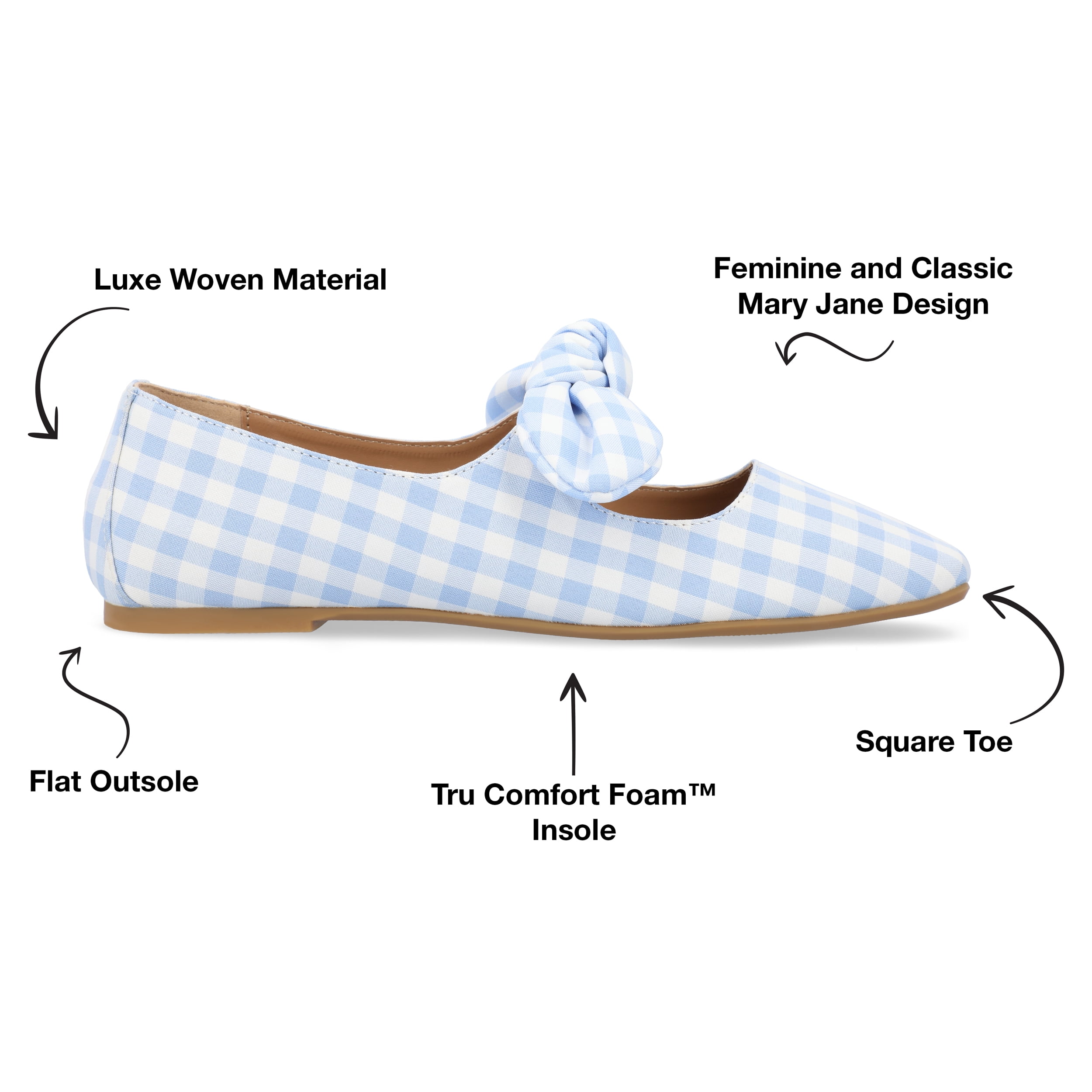 Journee Womens Seralinn Mary Jane Slip On Square Toe Dress Flats