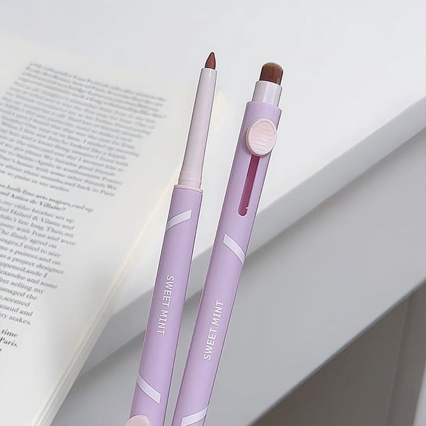 TQEHS Delineador de labios Push-Pull de doble punta, suave, duradero, con desarrollo de color natural J4 R9Q8