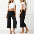 thumbnail image 2 of ibiyuan Summer Pants for Women Wide Leg Elastic Waist Palazzo Pants Women Baggy Trousers Pants for Women Drawstring Lounge Pants Women Fashion Clothing Beach Clothes 2026, 2 of 9