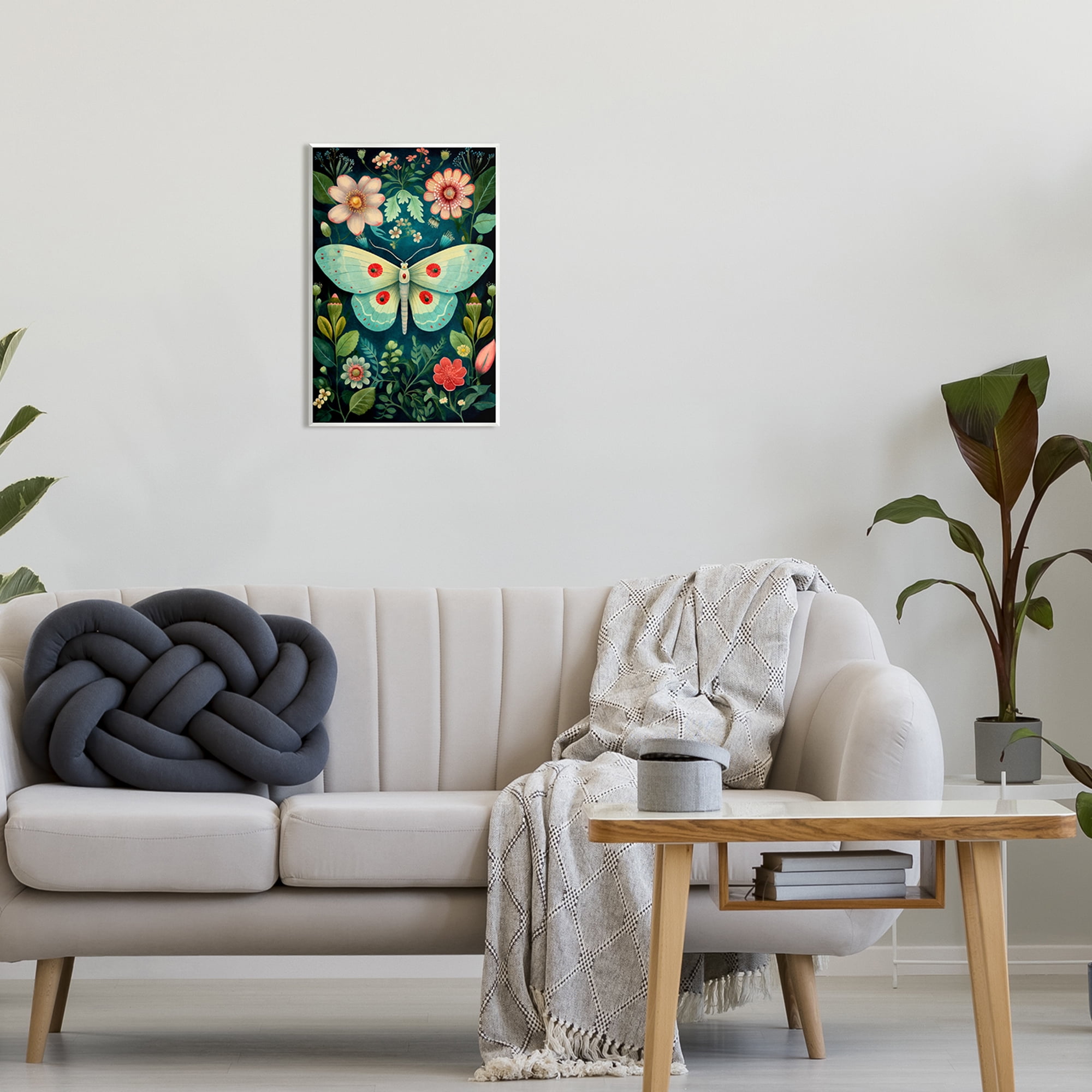 Stupell Industries Green & Pink Moth Pattern Animals & Insects Painting Unframed Art Print Wall Art, 13 x 19