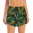 thumbnail image 2 of Fuzoiu Jungle Leopard Yellow Print Women's Athletic Shorts, Double-Layer Running Shorts with Pocket,Women's Workout Shorts for Yoga, Gym, and Workouts-Small, 2 of 7