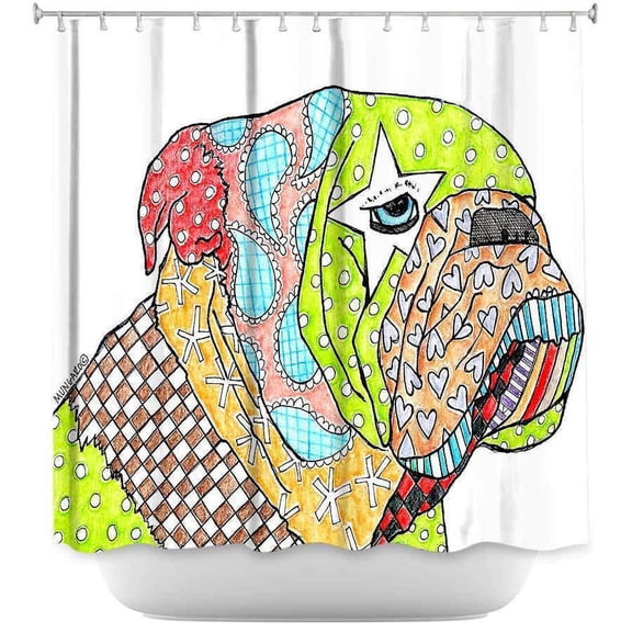 Shower Curtains - DiaNoche Designs - English Bulldog White