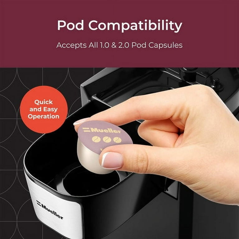 Mueller Single Serve Pod Compatible Coffee Maker Machine 3 Brew Sizes U-700