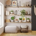 thumbnail image 2 of Wallniture Forte 72 inch Long x 9.25 inch Deep x 1.5 inch Deep Wooden Floating Shelves, Rustic Wood Wall Bookshelf, Long Shelf for Home Organization and Storage, Burnt, 2 of 9