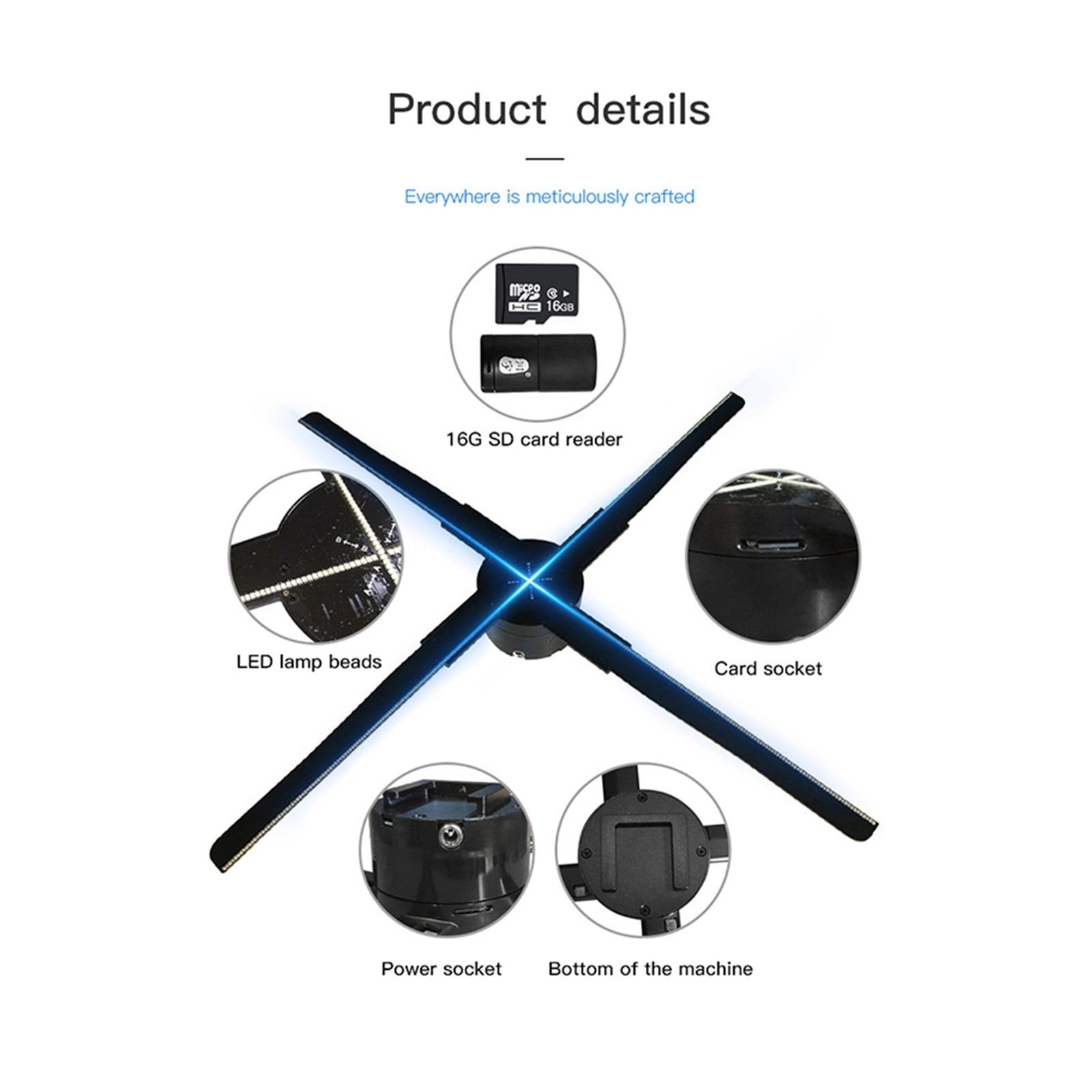 3D Hologram Fan Display 3D Animation Video Projector Advertising Light Led Signboard Board Transmit Picture Video ,High-Brightness