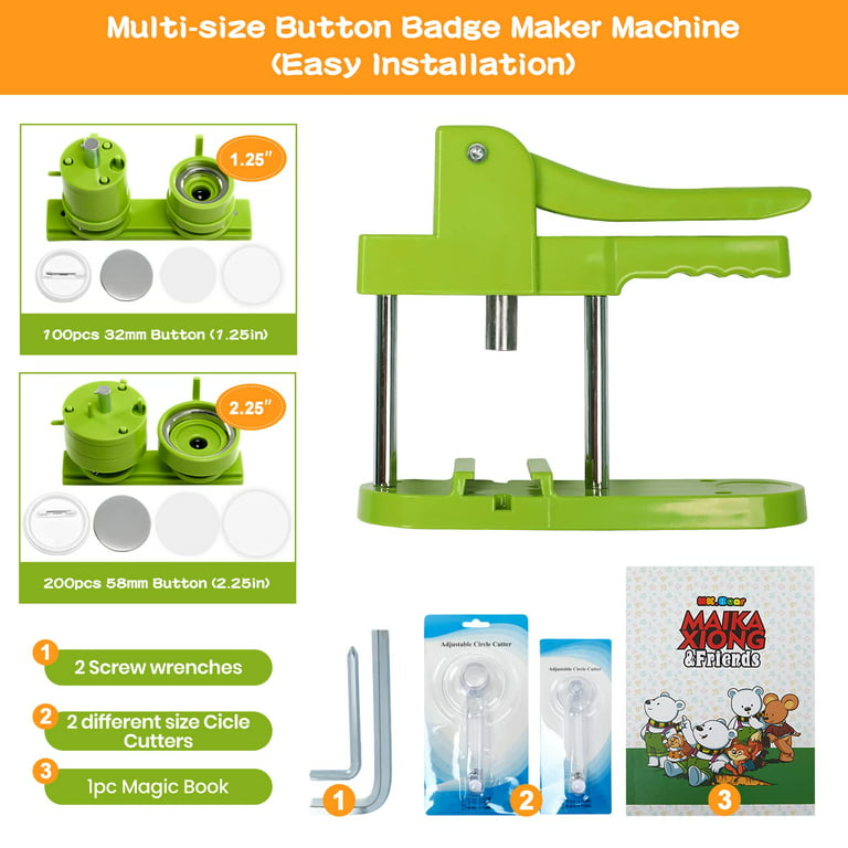 Button Maker Multiple Sizes with 400pcs Button Supplies, UPISON Pin Maker 4  Sizes 1+1.25+1.45+2.25 inch Button Maker Machine for Kids, Button Press