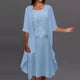 thumbnail image 2 of Vestido Casual de Encaje Con Cuello Redondo Y Mangas Para Mujer Conjunto de Dos Piezas de Gasa Sólida Odeerbi ODB-6, 2 of 9