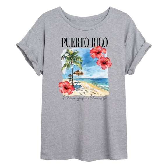 Instant Message - Puerto Rico Beach Oversized Graphic T-Shirt