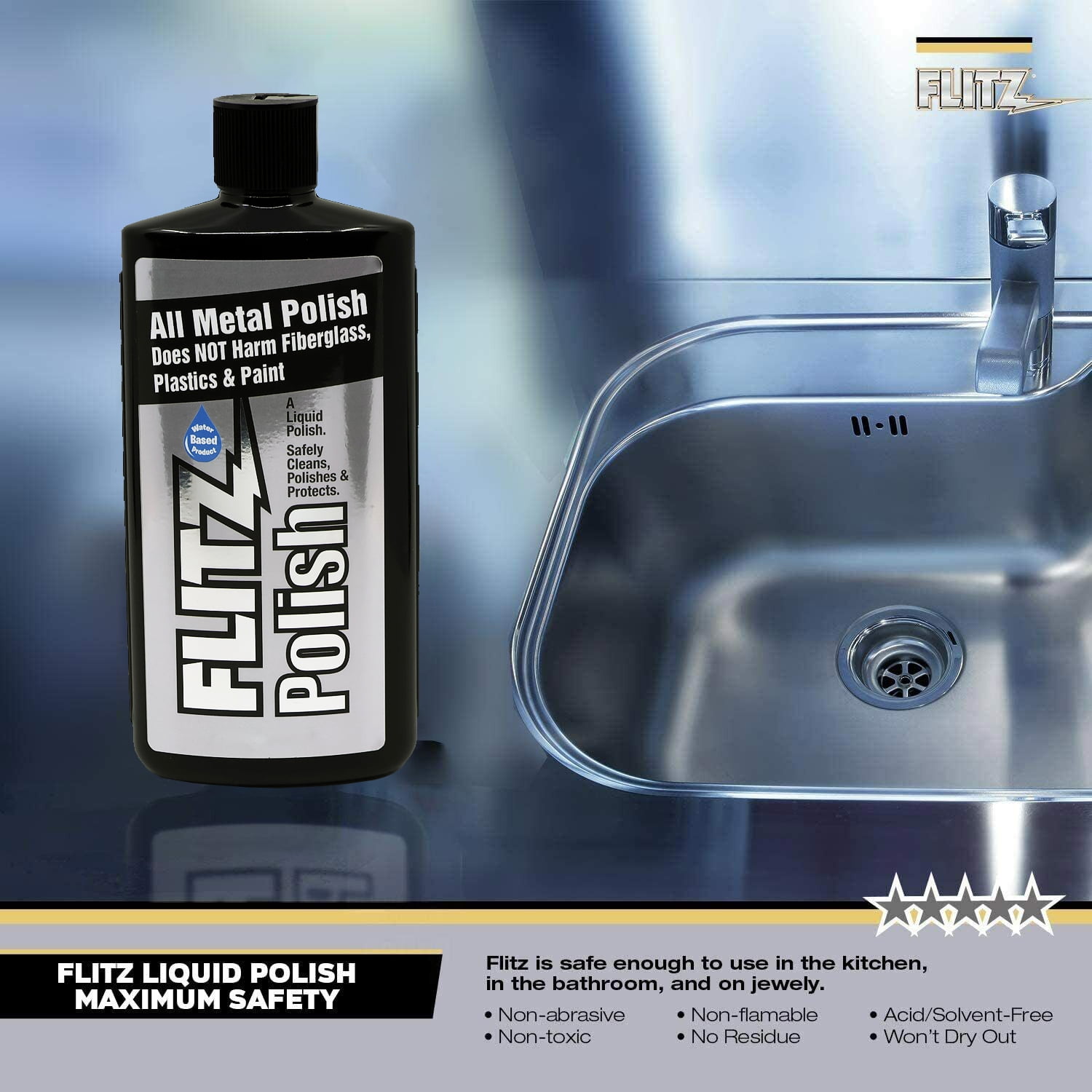 Flitz Liquid Metal Polish Stainless Steel and Chrome Cleaner